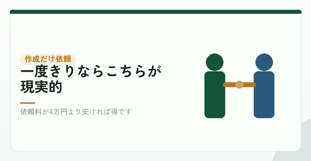 差し引きで比べる:作成だけ依頼する場合を表したイラスト