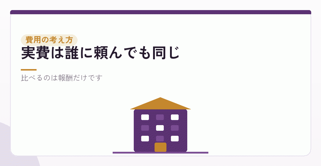 費用の考え方：実費と報酬を分けるを表したイラスト