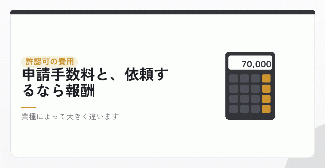 許認可の費用を、どう見積もるかを表したイラスト