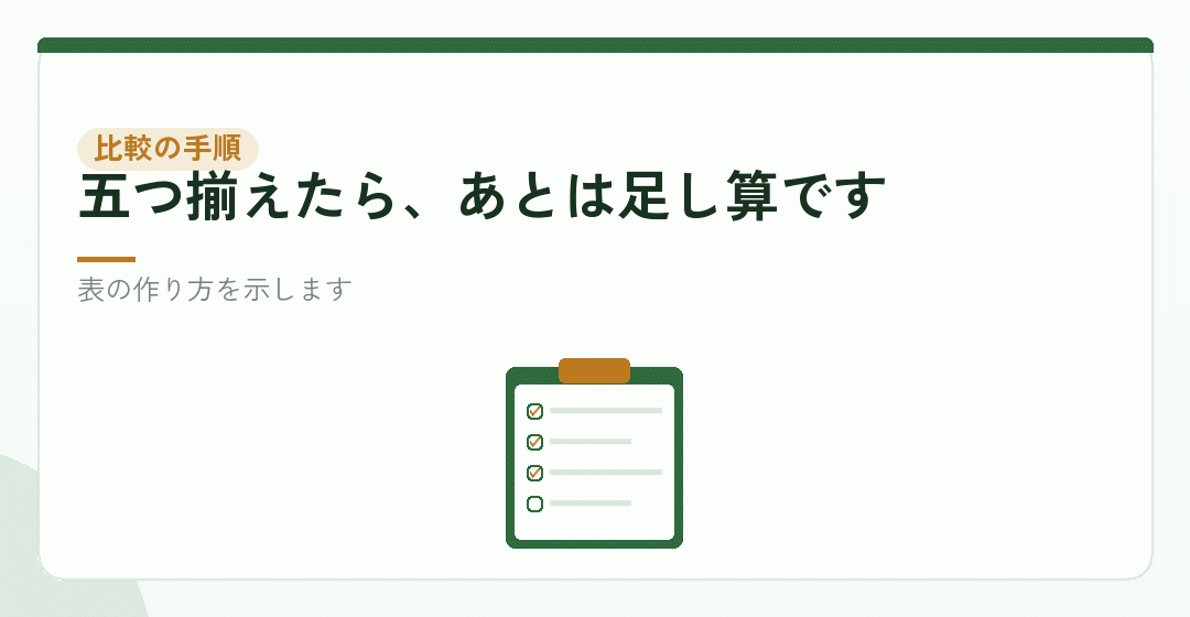 揃えたあとの、比較の手順を表したイラスト