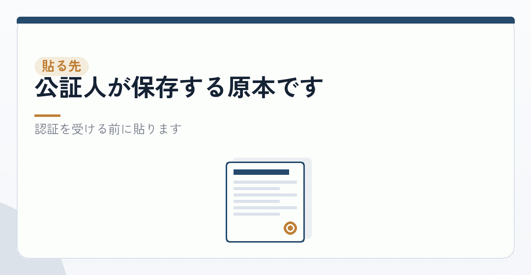 株式会社の場合、どの1通に貼るのかを表したイラスト