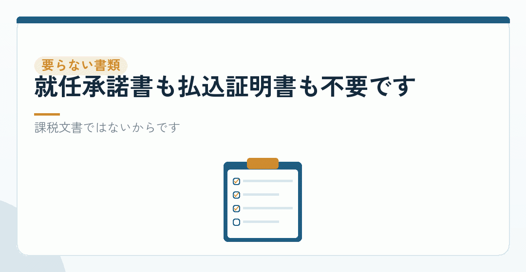 印紙が要らない書類を、順に確かめるを表したイラスト
