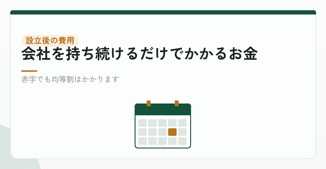 設立後に毎年かかる費用まで入れないと、総額の相場は出ないを表したイラスト