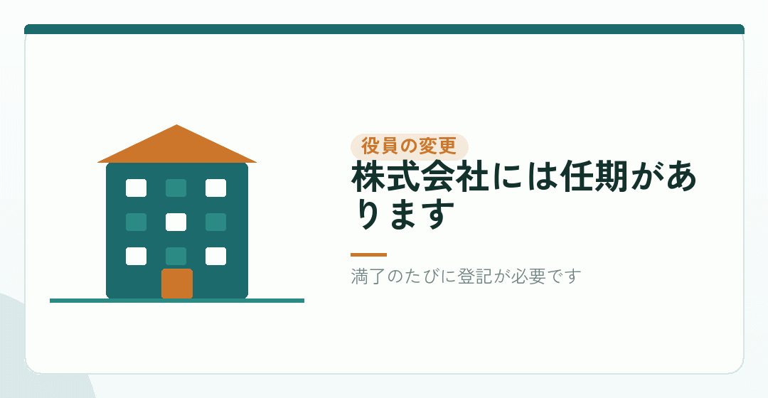 場面②:役員が変わったとき、任期が満了したときを表したイラスト