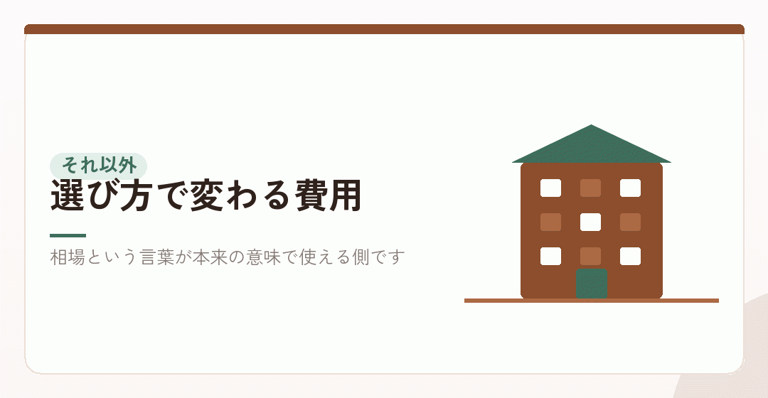 法定費用ではないもの：ここが相場に幅を作るを表したイラスト