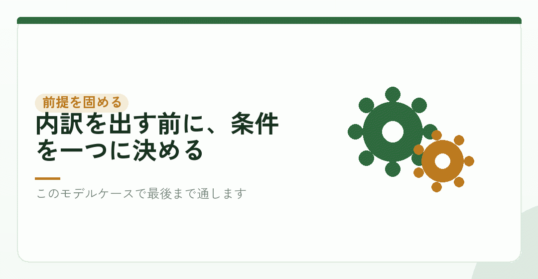 会社設立の費用の内訳を出すには、まず前提を固めるを表したイラスト