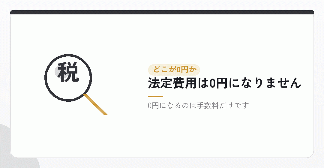 0円になるのは、会社設立の費用のどの部分かを表したイラスト