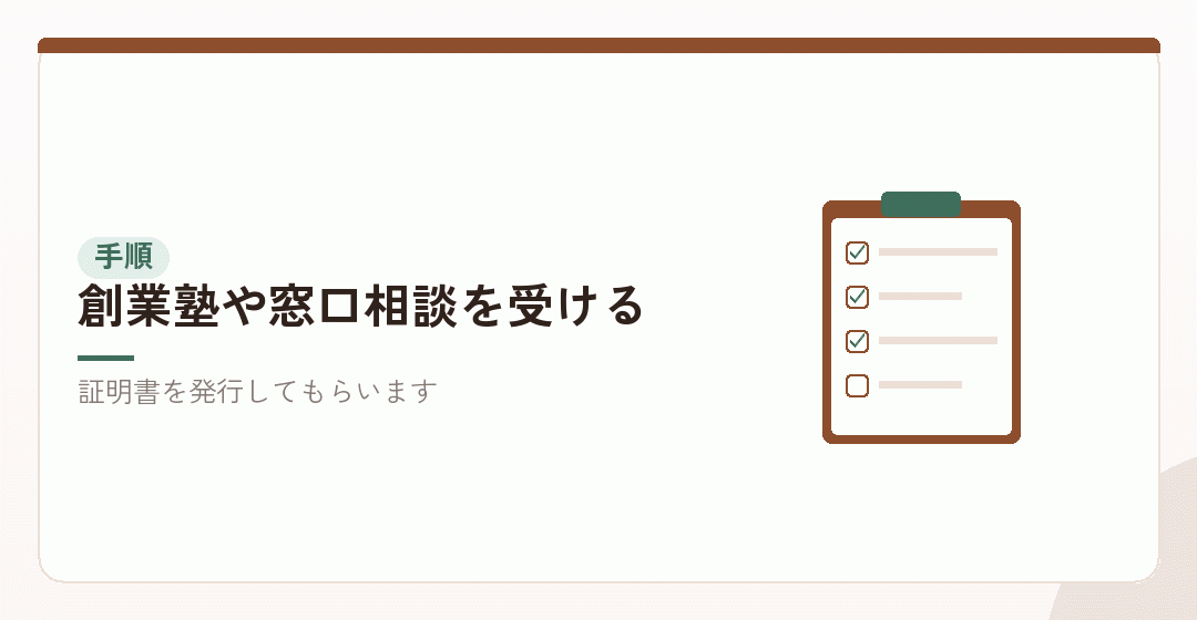 証明書をもらうまでの手順を表したイラスト