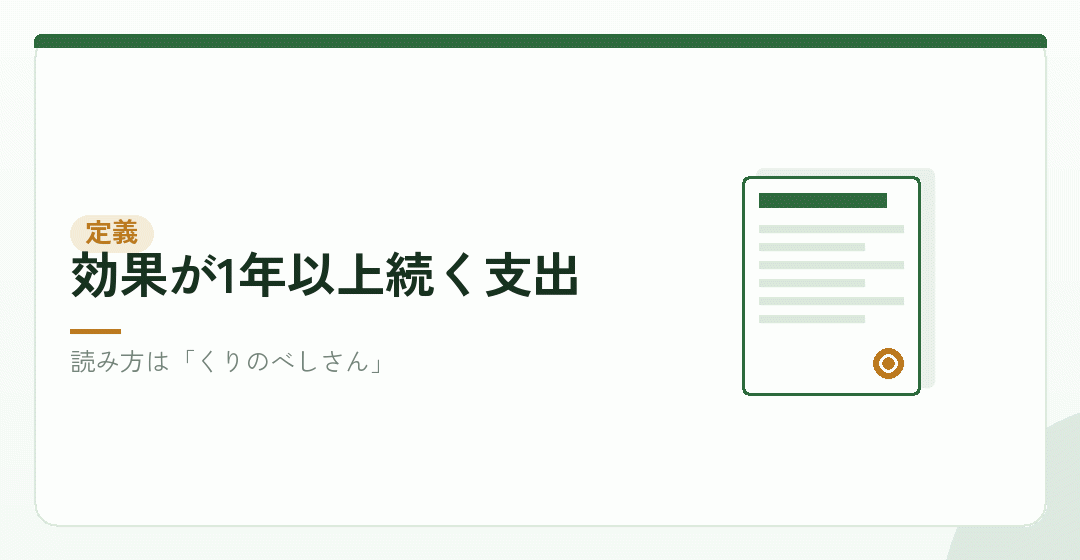繰延資産とは、払ったのに資産に載せておく費用のことを表したイラスト