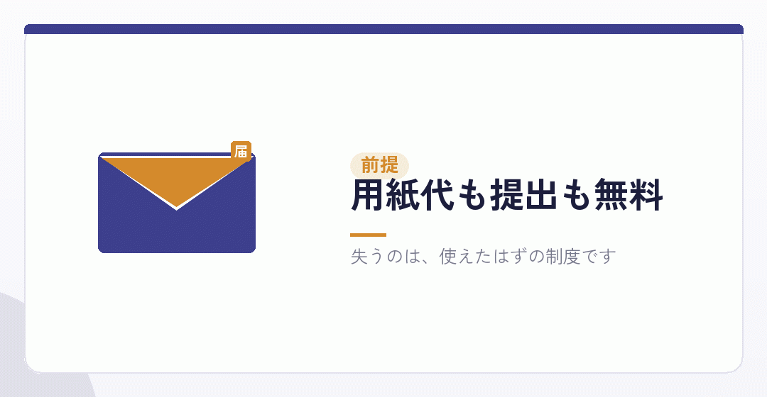 届出そのものは無料。遅れたときにお金が出ていくを表したイラスト