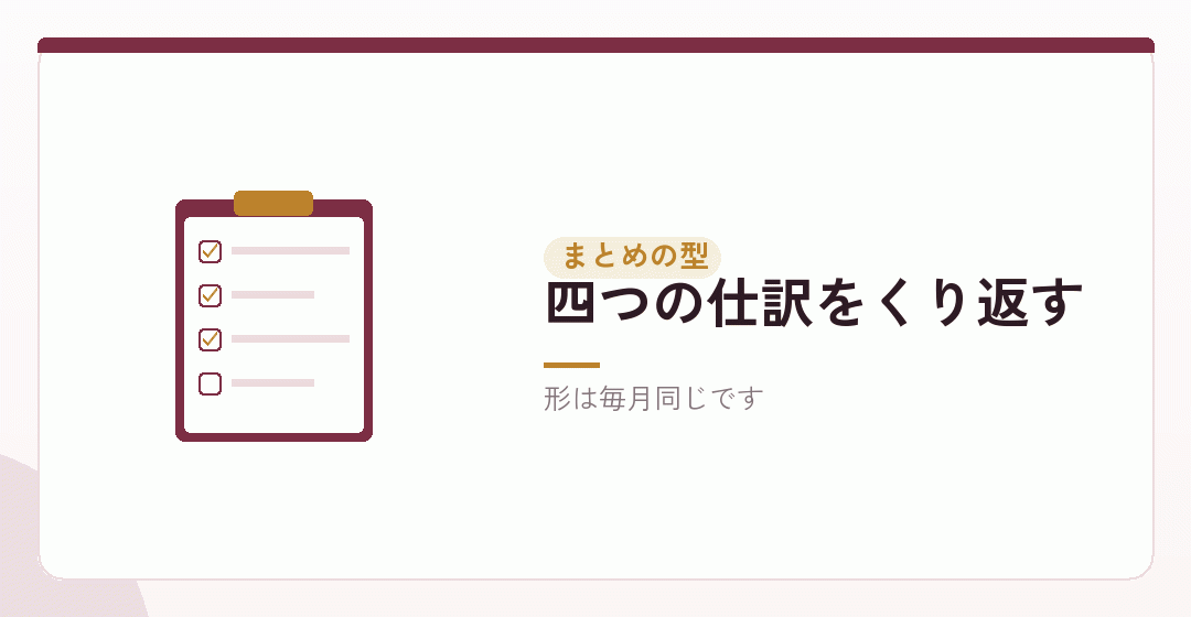 毎月の仕訳をまとめると、こうなるを表したイラスト