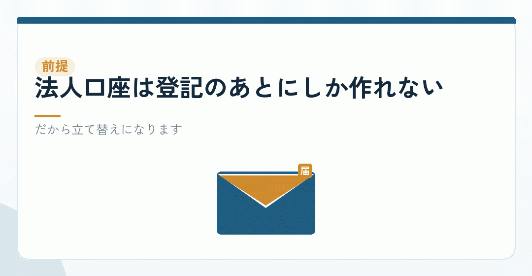 会社設立の費用は、会社ができる前に払うので個人のお金から出るを表したイラスト